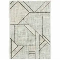 Photo of Gray And Ivory Geometric Power Loom Area Rug