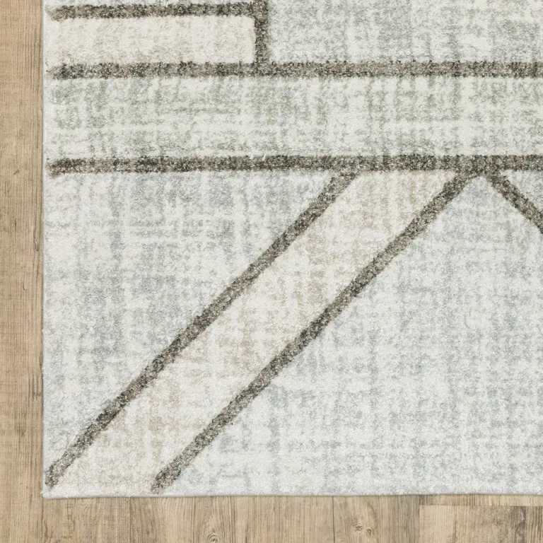 Gray And Ivory Geometric Power Loom Area Rug Photo 4