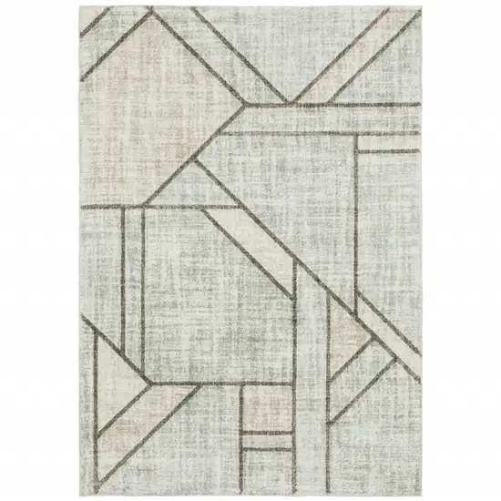 Gray And Ivory Geometric Power Loom Area Rug Photo 1