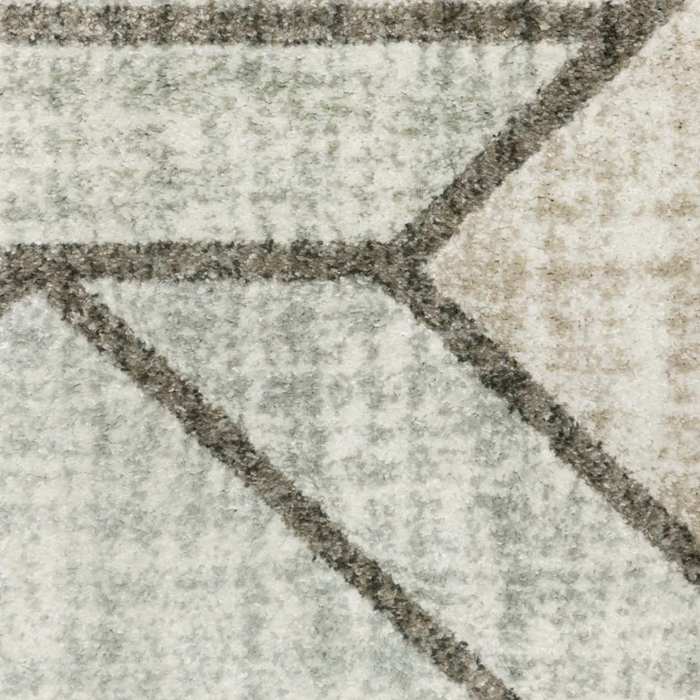 Gray And Ivory Geometric Power Loom Area Rug Photo 3