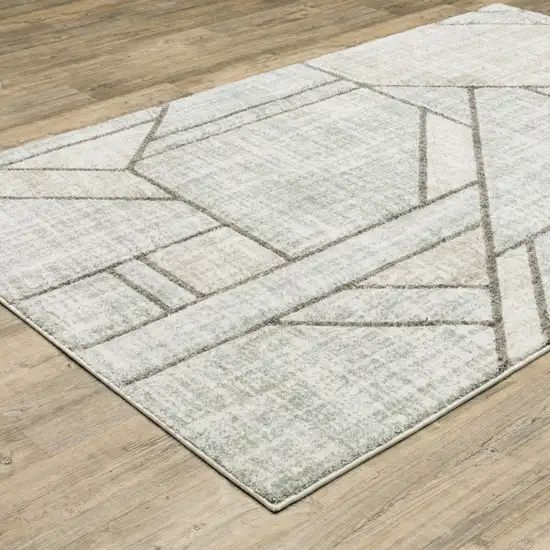 Gray And Ivory Geometric Power Loom Area Rug Photo 6