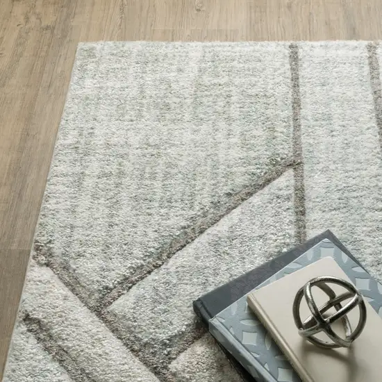 Gray And Ivory Geometric Power Loom Area Rug Photo 7