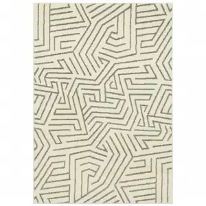 Photo of Gray And Ivory Geometric Power Loom Area Rug