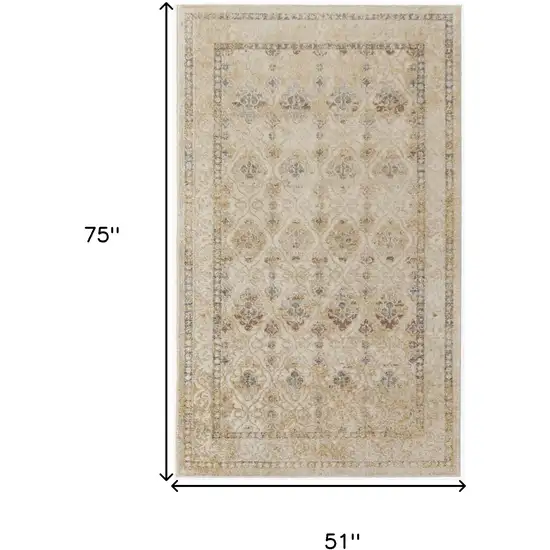 Gray And Ivory Geometric Power Loom Distressed Area Rug Photo 10