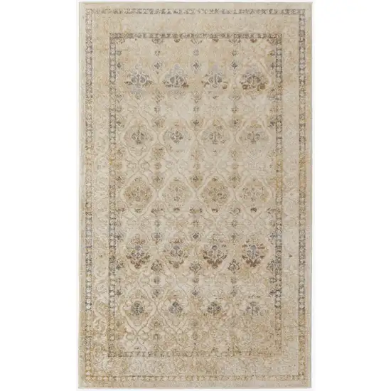 Gray And Ivory Geometric Power Loom Distressed Area Rug Photo 1