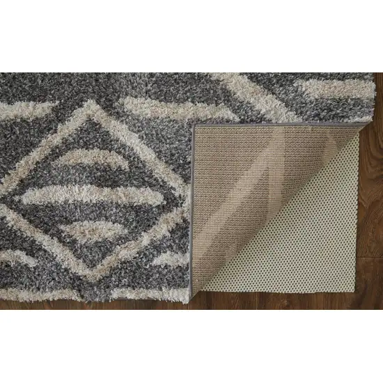 Gray And Ivory Geometric Power Loom Stain Resistant Area Rug Photo 4