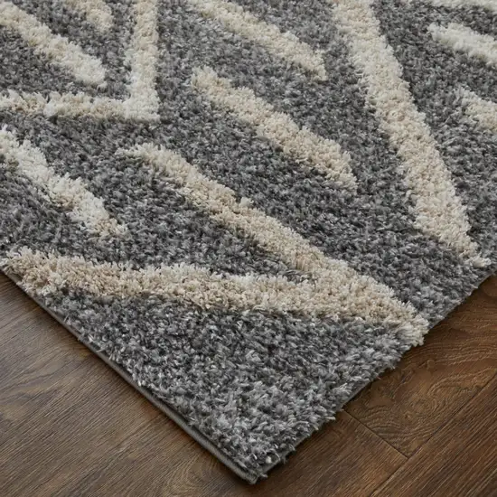 Gray And Ivory Geometric Power Loom Stain Resistant Area Rug Photo 3