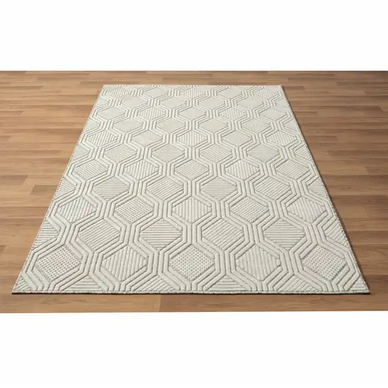 Gray And Ivory Geometric Stain Resistant Indoor Outdoor Area Rug Photo 7