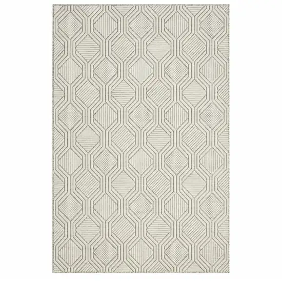 Gray And Ivory Geometric Stain Resistant Indoor Outdoor Area Rug Photo 1