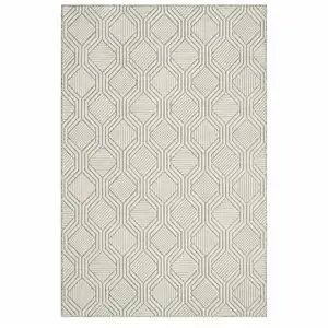 Photo of Gray And Ivory Geometric Stain Resistant Indoor Outdoor Area Rug