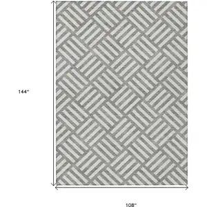 Photo of Gray And Ivory Geometric Washable Indoor Outdoor Area Rug