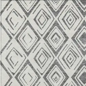 Photo of Gray And Ivory Geometric Washable Indoor Outdoor Area Rug