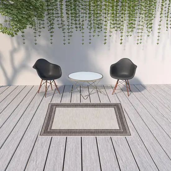 Gray And Ivory Indoor Outdoor Area Rug Photo 2