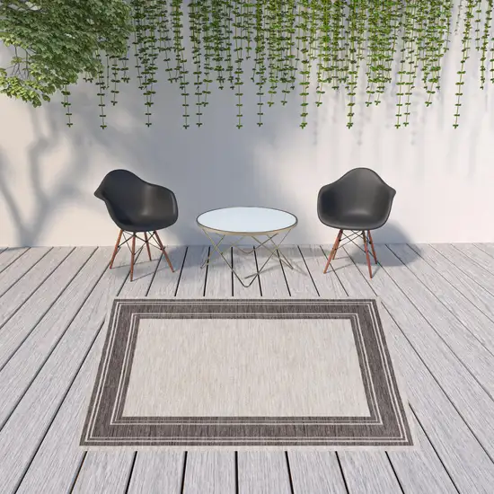 Gray And Ivory Indoor Outdoor Area Rug Photo 2