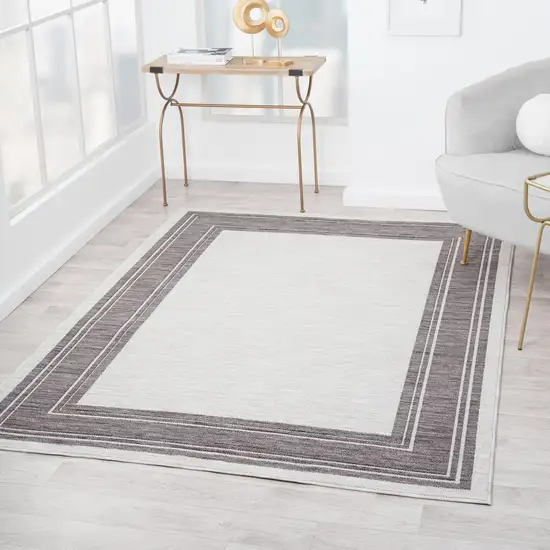 Gray And Ivory Indoor Outdoor Area Rug Photo 9