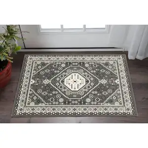 Photo of Gray And Ivory Medallion Area Rug