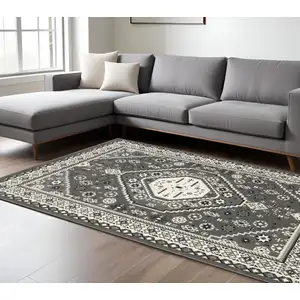 Photo of Gray And Ivory Medallion Area Rug