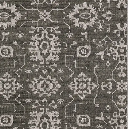 Gray And Ivory Oriental Area Rug Photo 9