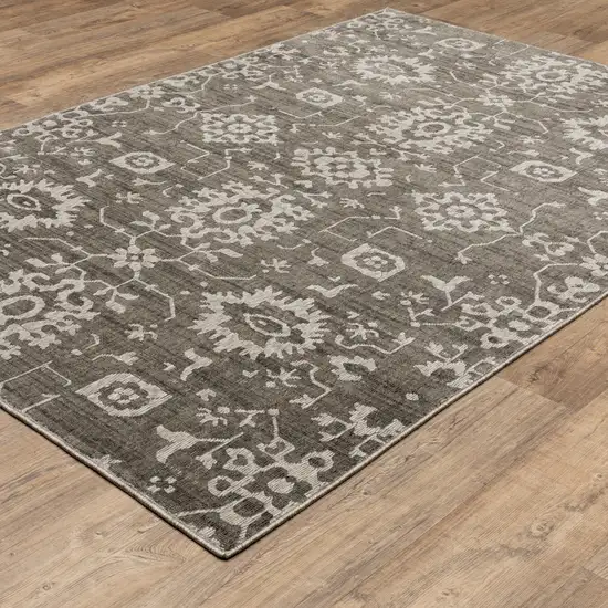 Gray And Ivory Oriental Area Rug Photo 4