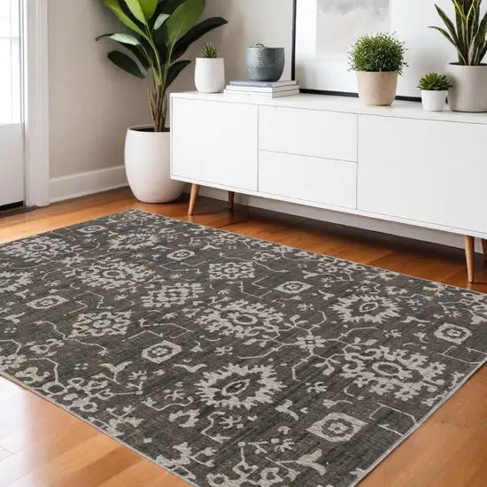 Gray And Ivory Oriental Area Rug Photo 1