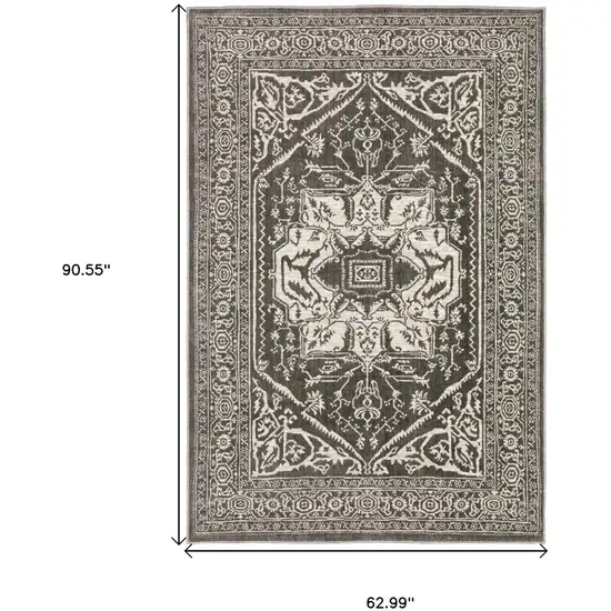 Gray And Ivory Oriental Area Rug Photo 3