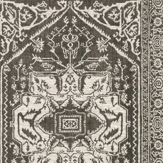 Gray And Ivory Oriental Area Rug Photo 6