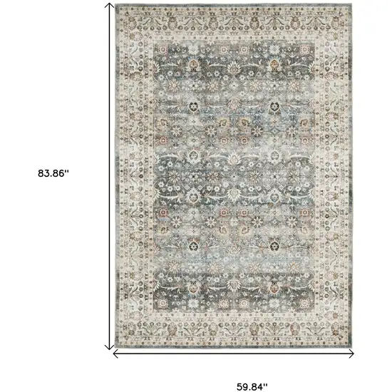 Gray And Ivory Oriental Area Rug Photo 3