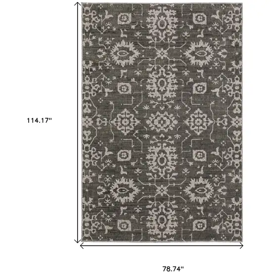 Gray And Ivory Oriental Area Rug Photo 3