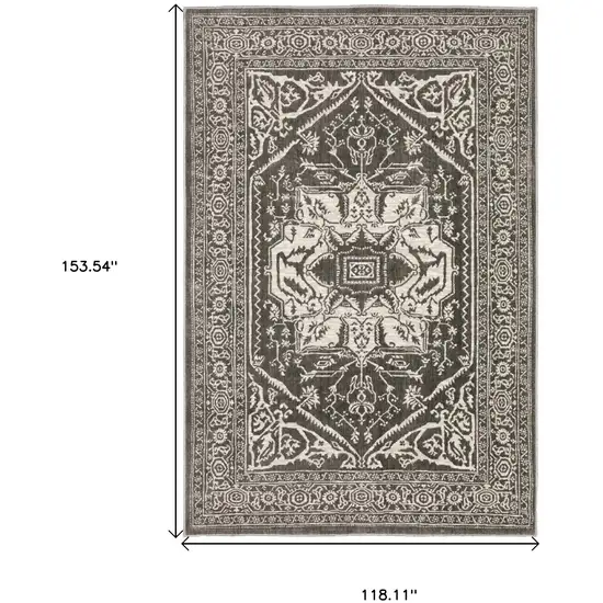 Gray And Ivory Oriental Area Rug Photo 3