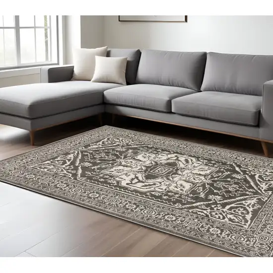 Gray And Ivory Oriental Area Rug Photo 1