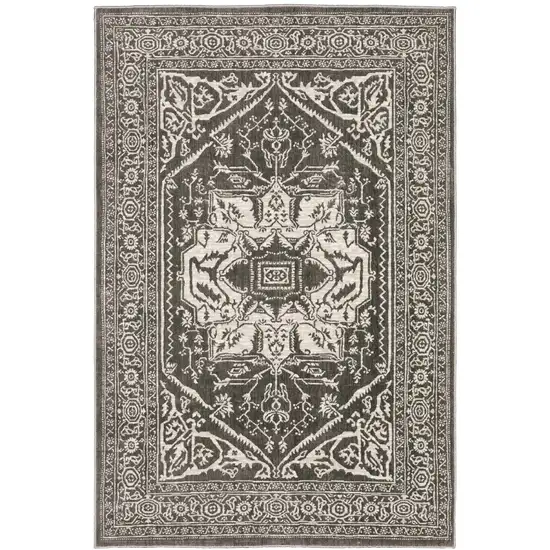 Gray And Ivory Oriental Area Rug Photo 2