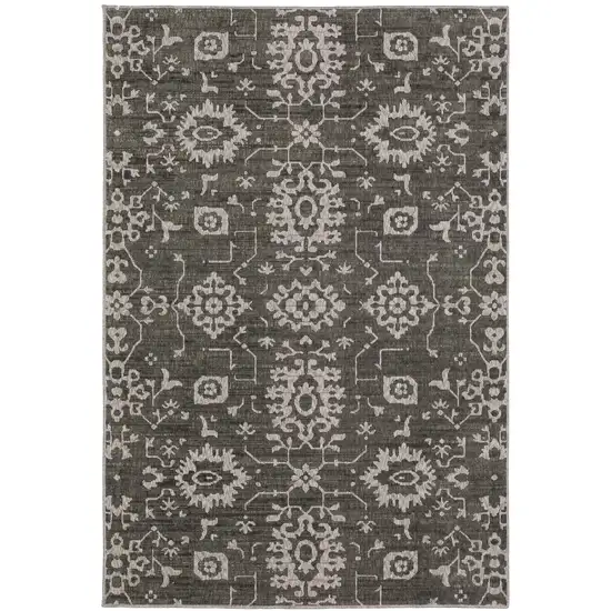 Gray And Ivory Oriental Area Rug Photo 2