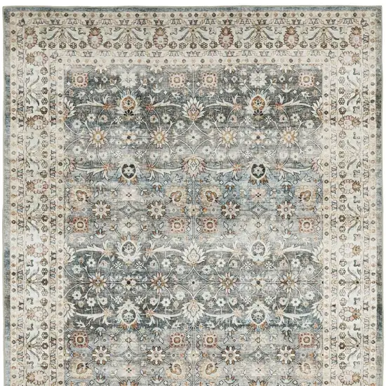 Gray And Ivory Oriental Distressed Area Rug Photo 5