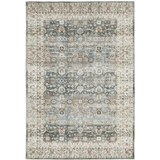 Gray And Ivory Oriental Distressed Area Rug Photo 2