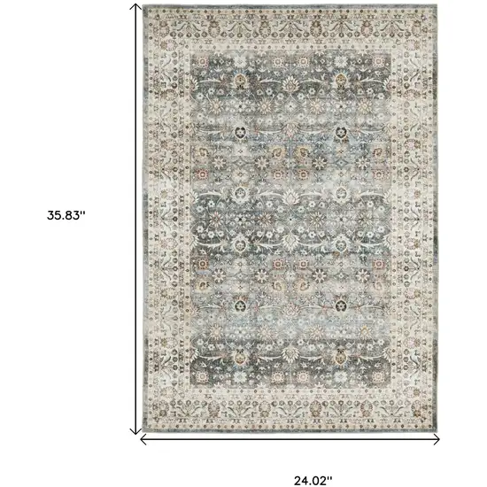 Gray And Ivory Oriental Distressed Area Rug Photo 3