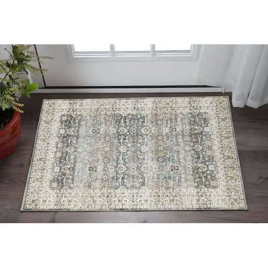 Gray And Ivory Oriental Distressed Area Rug Photo 1