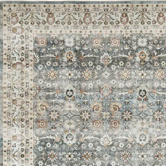 Gray And Ivory Oriental Distressed Area Rug Photo 8