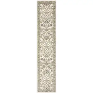 Photo of Gray And Ivory Oriental Power Loom Runner Rug