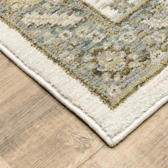 Gray And Ivory Oriental Power Loom Runner Rug Photo 4