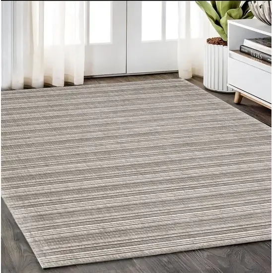 Gray And Ivory Striped Hand Tufted Area Rug Photo 1