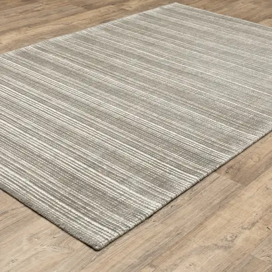 Gray And Ivory Striped Hand Tufted Area Rug Photo 9