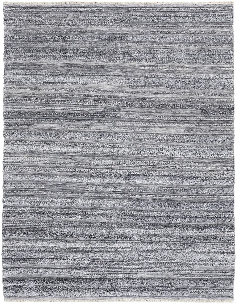 Gray And Ivory Striped Hand Woven Stain Resistant Area Rug Photo 1