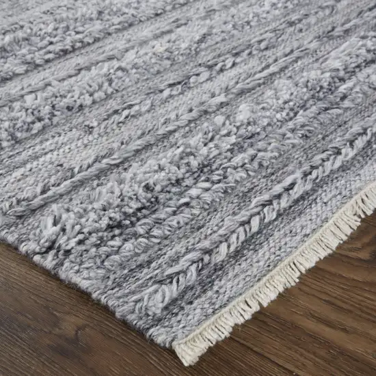 Gray And Ivory Striped Hand Woven Stain Resistant Area Rug Photo 7