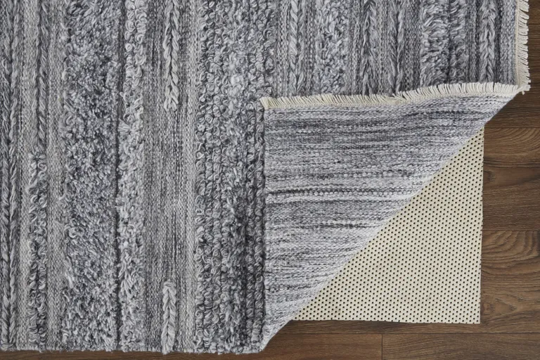 Gray And Ivory Striped Hand Woven Stain Resistant Area Rug Photo 3