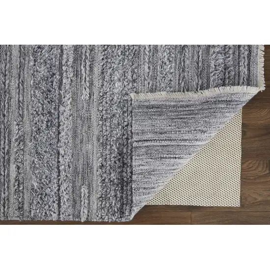 Gray And Ivory Striped Hand Woven Stain Resistant Area Rug Photo 1