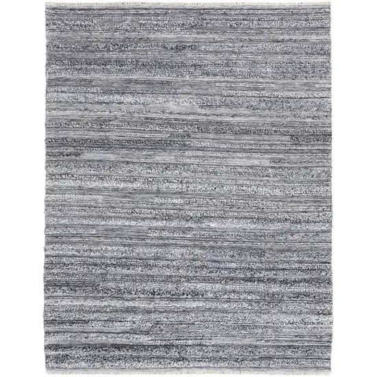 Gray And Ivory Striped Hand Woven Stain Resistant Area Rug Photo 1