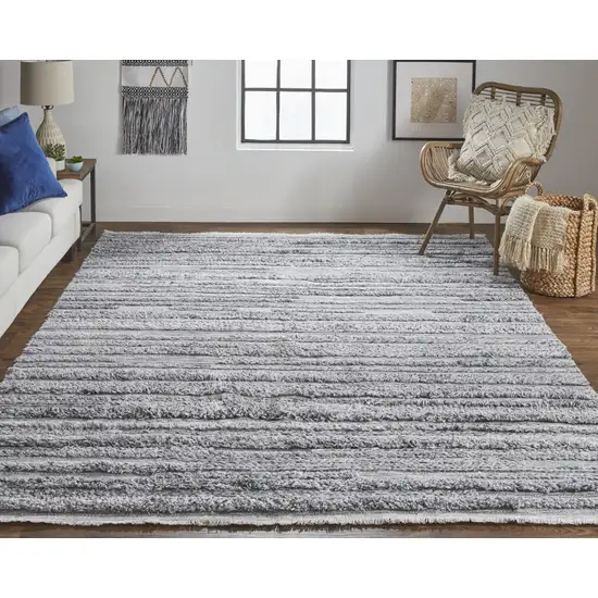 Gray And Ivory Striped Hand Woven Stain Resistant Area Rug Photo 4