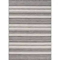 Photo of Gray And Ivory Striped Indoor Outdoor Area Rug