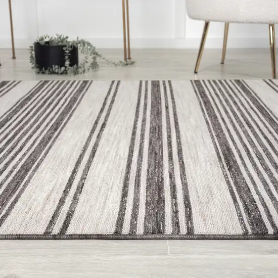 Gray And Ivory Striped Indoor Outdoor Area Rug Photo 6