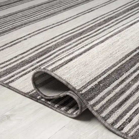 Gray And Ivory Striped Indoor Outdoor Area Rug Photo 4